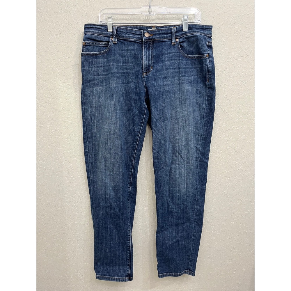Eileen Fisher Slim Ankle Jeans size 12 Medium Wash Organic Cotton Stretch